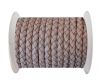 Round Braided Leather Cord SE/B/2033-Baby Pink - 5mm