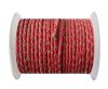 Round Braided Leather Cord SE/B/06-Red-natural edges - 5mm