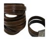Design Embossed Leather Cord - 10mm - Bricks style-Dark Brown