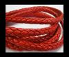 Fine Braided Nappa Leather Cords-8mm-RED