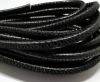 Round stitched nappa leather cord Karung snake - Black-6mm