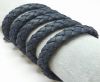 Thick Oval Hollow braided Cord - Grey - 11mm by 6mm