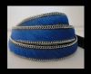 Hair-on leather with Chain-Dark Blue-14mm