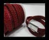 Hair-On Leather with Stitch-Wine Red -10mm