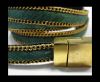 Hair-On Leather with Gold Chain- 10 mm - Green