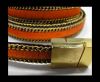 Hair-On Leather with Gold Chain-10 mm - Orange