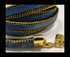 Hair-On Leather with Gold Chain-10 mm - Turquoise