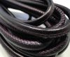 Round stitched nappa leather cord Metallic Purple - 6 mm