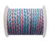 Round Braided Leather Cord SE/B/24-Pink-Blue - 4mm