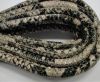 Round stitched leather cord Snake Skin Black beige Pyton-6mm