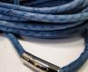 Round stitched leather cord Snake Skin light blue-6mm