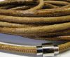 Round stitched leather cord Snake Skin Light Brown-6mm