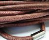 Round stitched leather cord Snake Skin Light Red-6mm