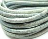 Round stitched nappa leather cord 4mm-Vintage Black Silver