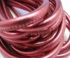 Round stitched nappa leather cord Metallic Fuschia - 6 mm