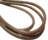 Round stitched nappa leather cord 4mm - Round Stitch LIZARD BROWN + PAILL. TRANSP