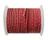 Round Braided Leather Cord SE/B/06-Red-natural edges - 8mm