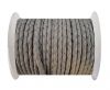 Round Braided Leather Cord SE/B/717-Light Grey - 4mm