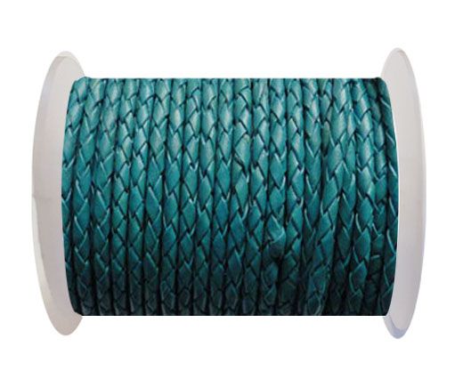 Round Braided Leather Cord SE/B/11-Bermuda Blue - 8mm