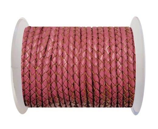 Round Braided Leather Cord SE/B/2017-Berry - 4mm