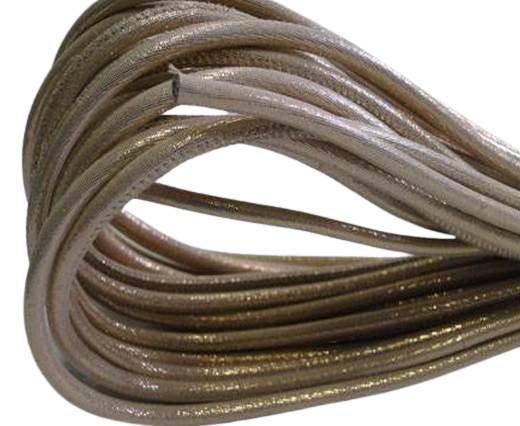 Round stitched nappa leather cord Shiny Pink -4mm