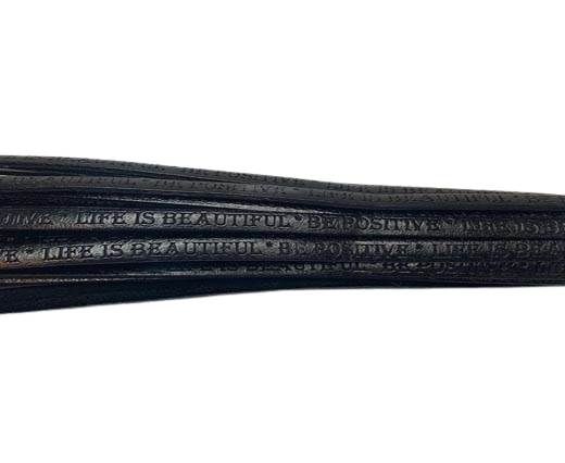 Real Flat Leather-5MM-Life is Beautiful-BLACK