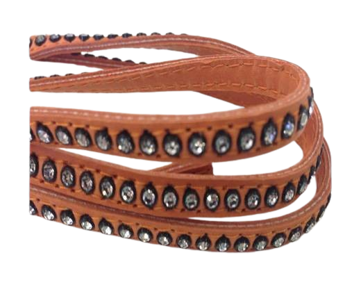 Real Nappa Flat Leather with swarovski crystals-6mm-Salmon