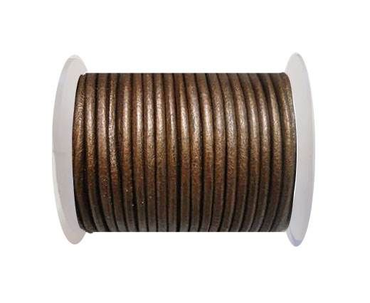 Round Leather Cord 4mm- Metallic Tamba