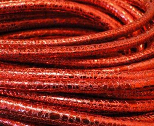 Round stitched nappa leather cord Snake-style-Metalic Red-4mm