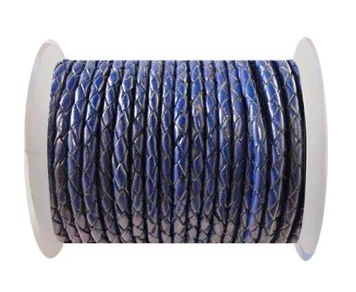 Round Braided Leather Cord SE/Dark Blue-8mm