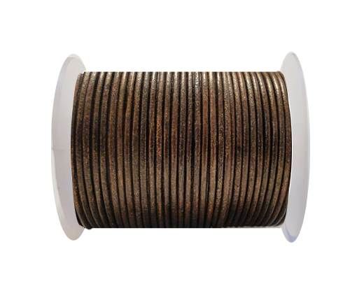Round Leather Cord SE/R/Metallic Tamba - 2mm