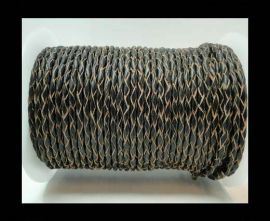 Round Braided Leather Cord-3mm- Matt Black