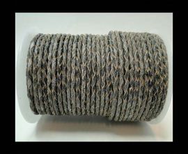 Round Braided Leather Cord-3mm- Matt Grey
