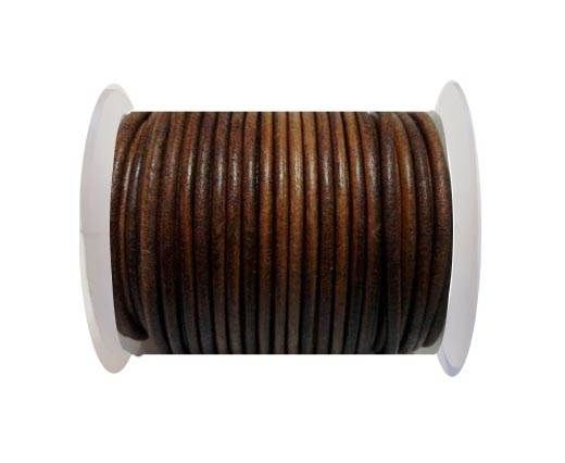 Round Leather Cord - 3mm - Vintage Dark Natural