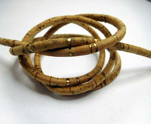 Real Cork Round - 4mm - Cork with gold