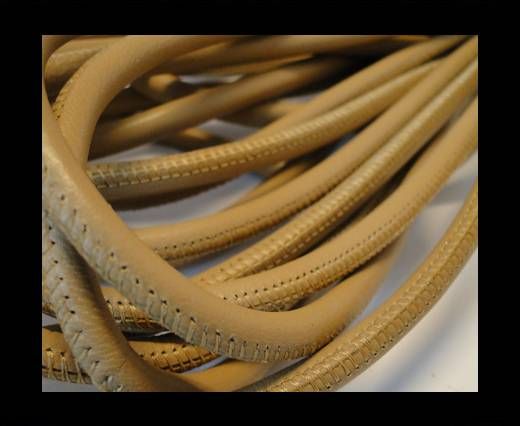Round stitched nappa leather cord Beige-6mm