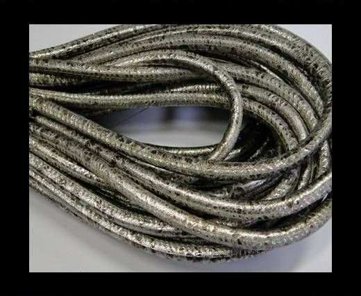 Round stitched nappa leather cord Silver Antique-6mm