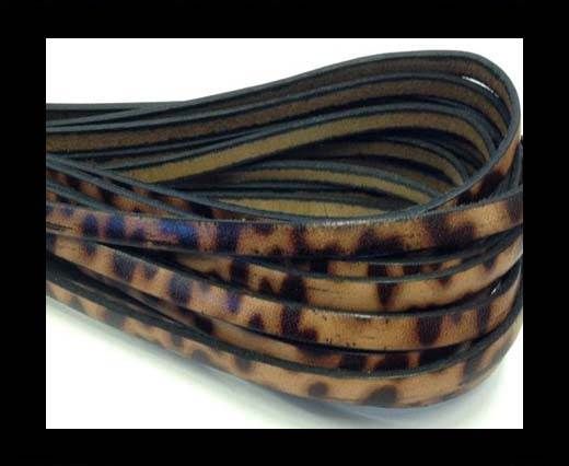 Flat Italian Leather-5mm- Leopard Marrone