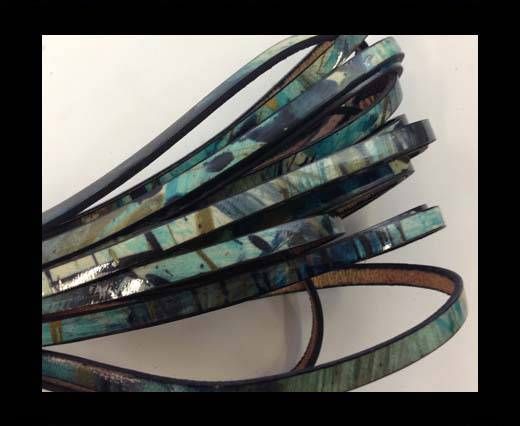 Flat Leather Italian 5mm - multi sea blue