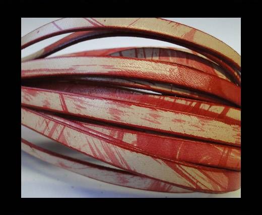 Flat Leather Italian 5mm - Scratched Red Beige
