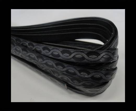 Design Embossed Leather Cord - 10mm - Chain style2-Grey
