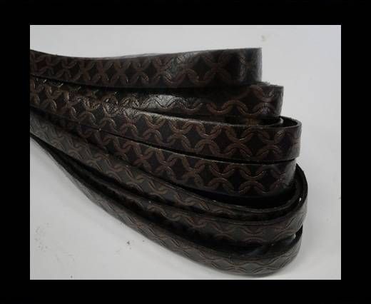 Design Embossed Leather Cord - 10mm - Chain style-Dark Brown
