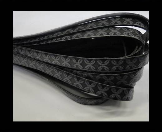 Design Embossed Leather Cord - 10mm - Chain style-Grey