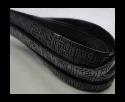 Design Embossed Leather Cord - 10mm - Papyrus style-Grey