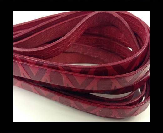 Design Embossed Leather Cord - 10mm - V style-Red
