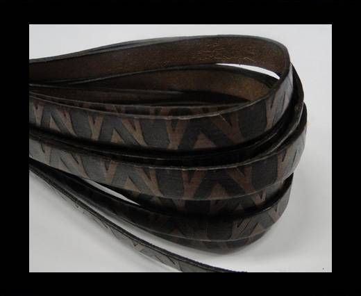 Design Embossed Leather Cord - 10mm - V-Dark Brown
