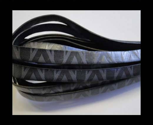 Design Embossed Leather Cord - 10mm - V style-Grey