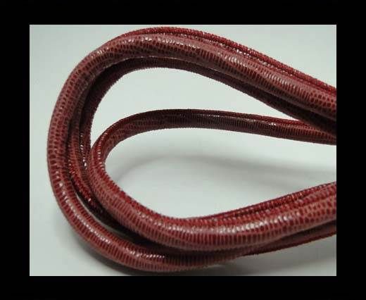 Real Round Nappa Leather cords - Lizard Prints -Red Lizard- 6mm