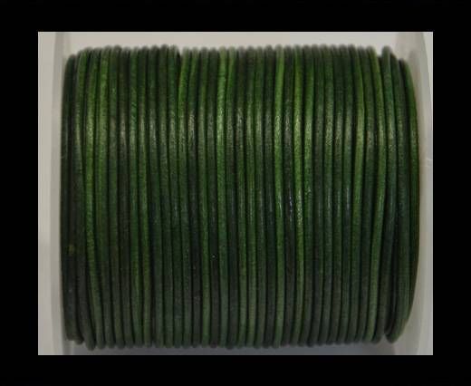 Round Leather Cord - Vintage- Fern green- 2mm