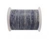 Round Leather Cord-1,5mm- Vintage Navy Blue with white  base